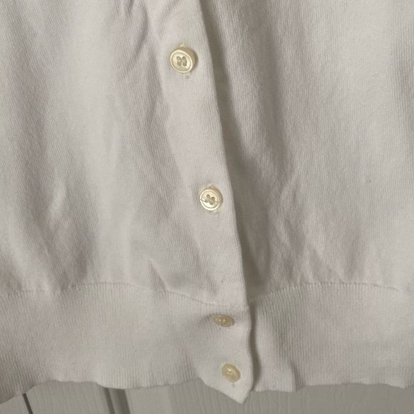 J. Crew Cotton-blend Jackie cardigan sweater White M Long Sleeves Crewneck - Picture 3 of 6